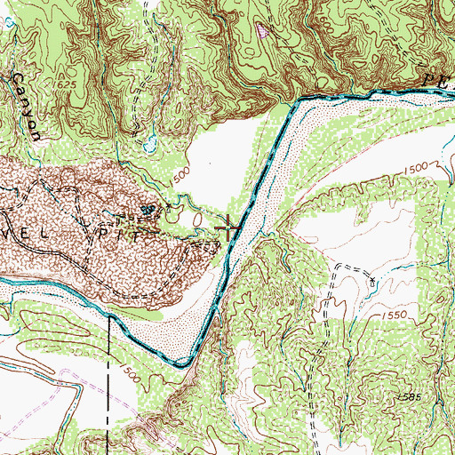 Topographic Map of Ninety-Foot Canyon, TX