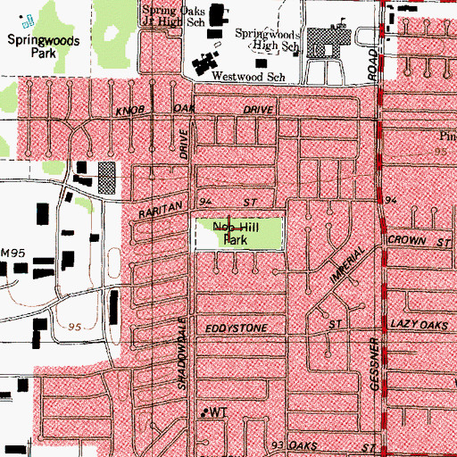 Topographic Map of Nob Hill Park, TX