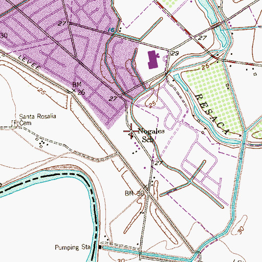 Topographic Map of Nogales School, TX
