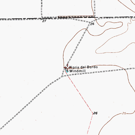 Topographic Map of Noria del Bordo Windmill, TX