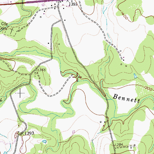 Topographic Map of North Bennett Creek, TX