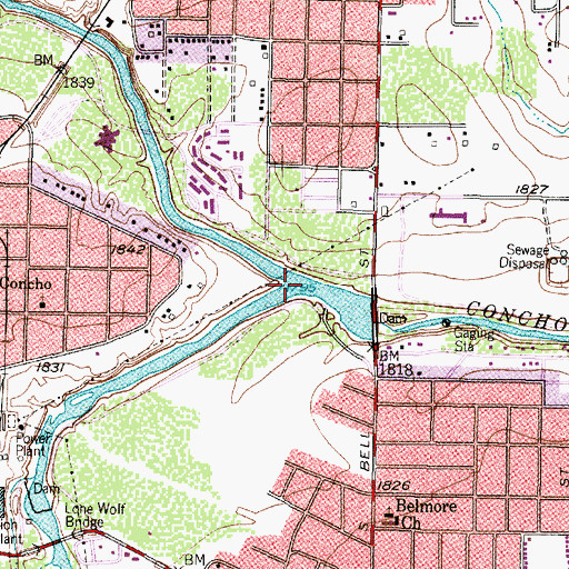 Topographic Map of North Concho River, TX