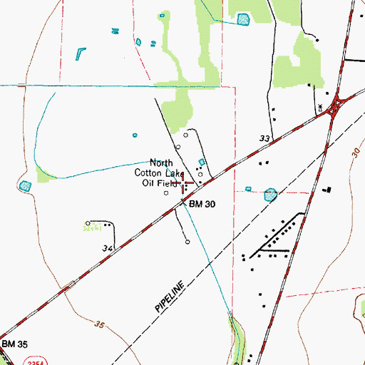 Topographic Map of North Cotton Lake Oil Field, TX