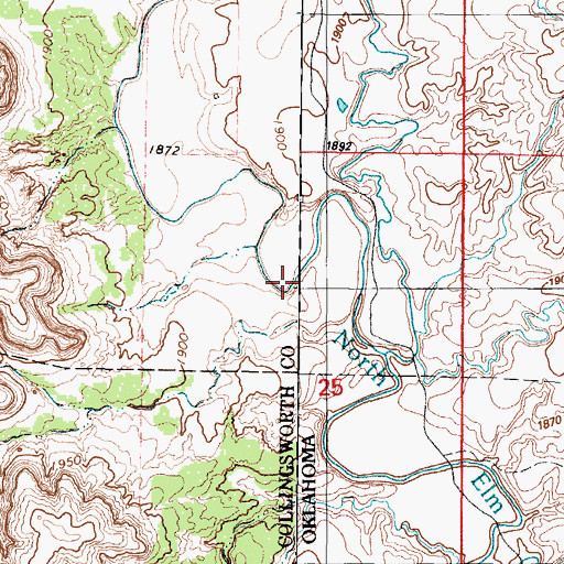 Topographic Map of North Elm Creek, TX