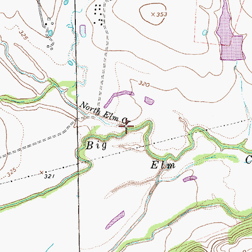 Topographic Map of North Elm Creek, TX