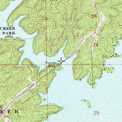 Topographic Map of Robert Alston Russell Bridge, AL
