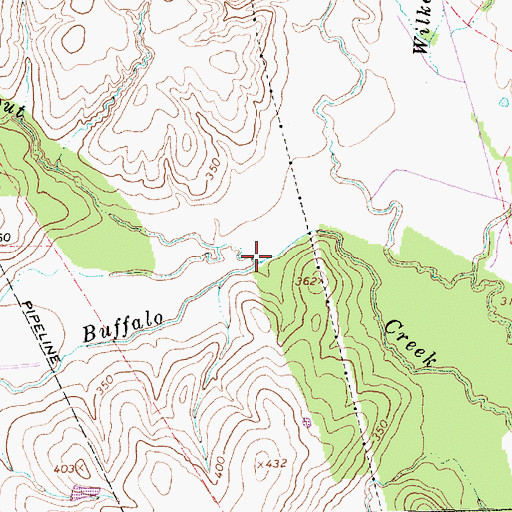 Topographic Map of North Fork Buffalo Creek, TX