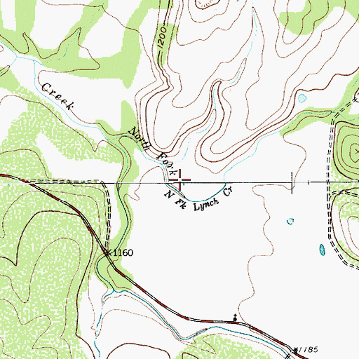 Topographic Map of North Fork Lynch Creek, TX