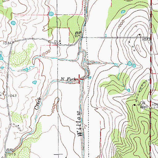 Topographic Map of North Fork Willow Creek, TX