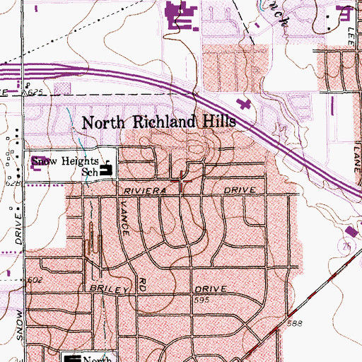 Topographic Map of North Richland Hills, TX