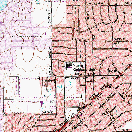 Topographic Map of North Richland School, TX