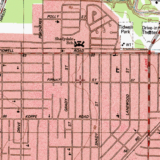 Topographic Map of North Shadydale, TX