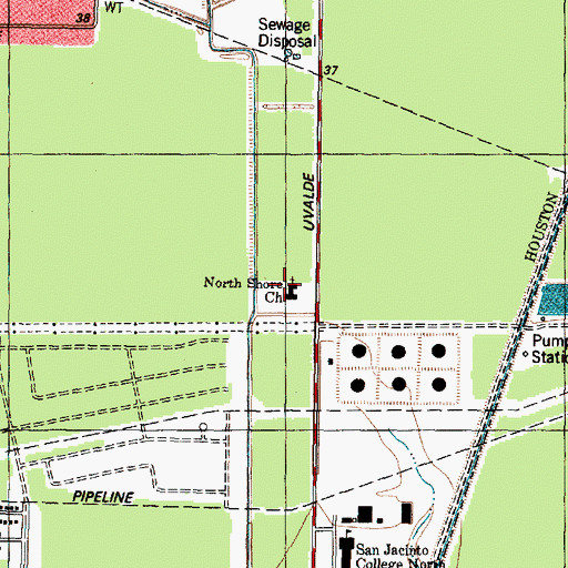 Topographic Map of North Shore Church, TX