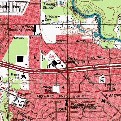 Topographic Map of North Shore Hospital, TX