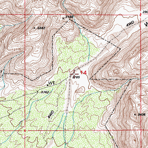 Topographic Map of Wild Burro Canyon, AZ