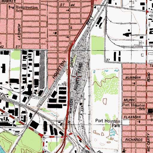 Topographic Map of North Yard, TX
