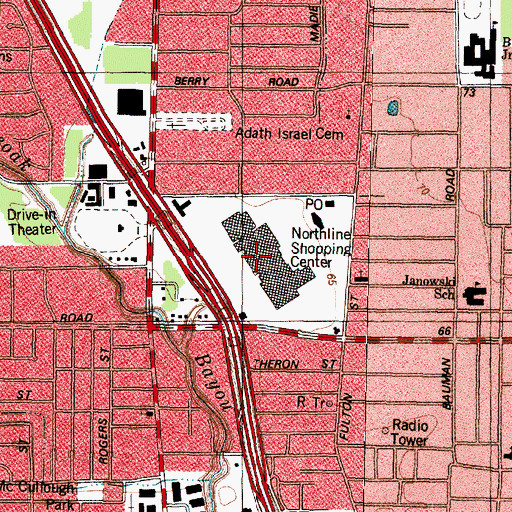 Topographic Map of Northline Shopping Center, TX