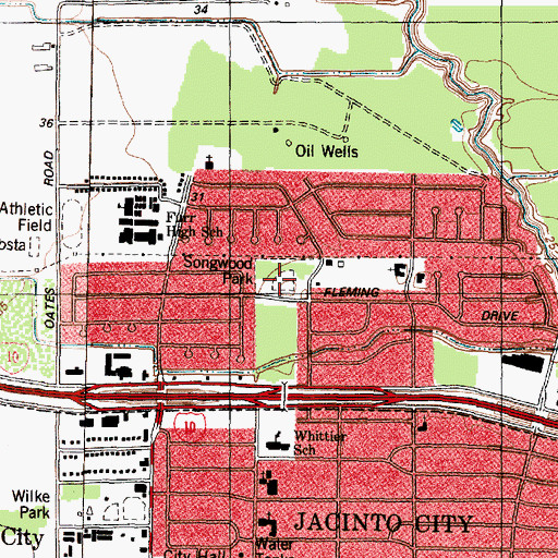 Topographic Map of Northshore Park, TX