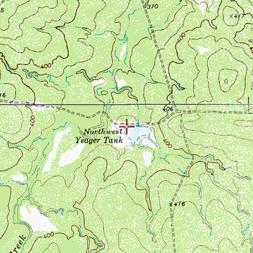 Topographic Map of Northwest Yeager Tank, TX