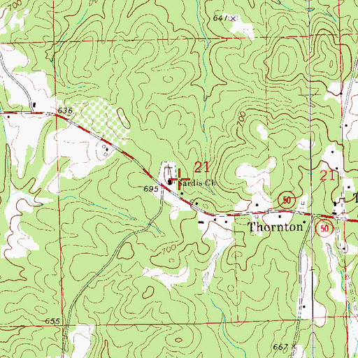 Topographic Map of Sardis, AL