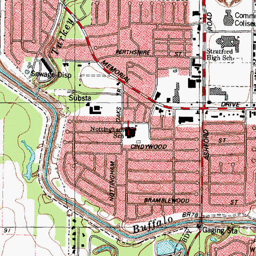 Topographic Map of Nottingham School, TX