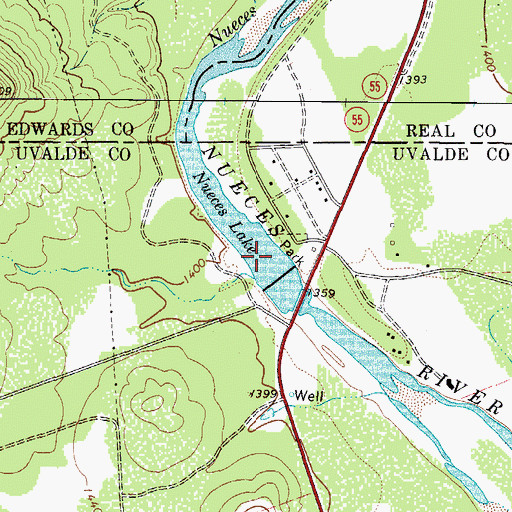 Topographic Map of Nueces Lake, TX