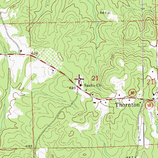 Topographic Map of Sardis Cemetery, AL