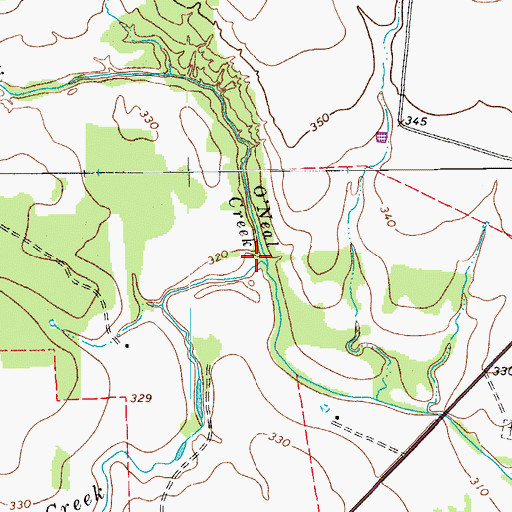 Topographic Map of O'Neal Creek, TX