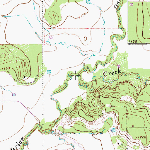 Topographic Map of Oak Creek, TX