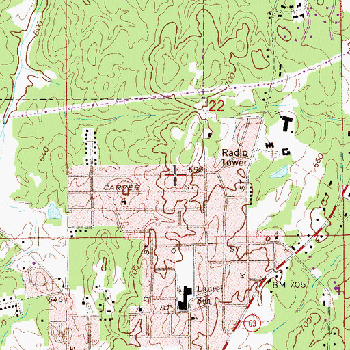 Topographic Map of Selena Baptist Church, AL