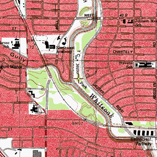 Topographic Map of Oak Forest Parkway, TX