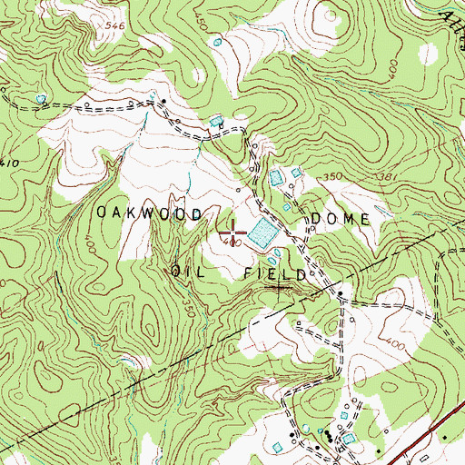 Topographic Map of Oakwood Dome Oil Field, TX