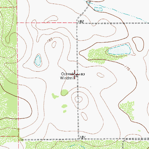 Topographic Map of Ochento Windmill, TX