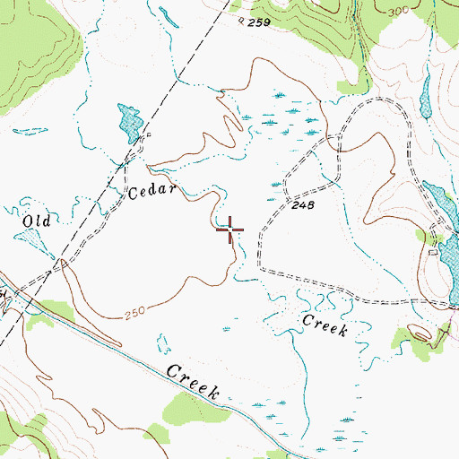 Topographic Map of Old Cedar Creek, TX