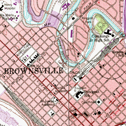 Topographic Map of Old City Cemetery, TX