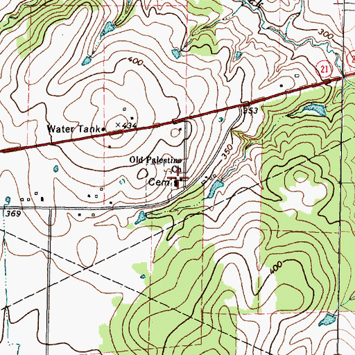 Topographic Map of Old Palestine Church, TX