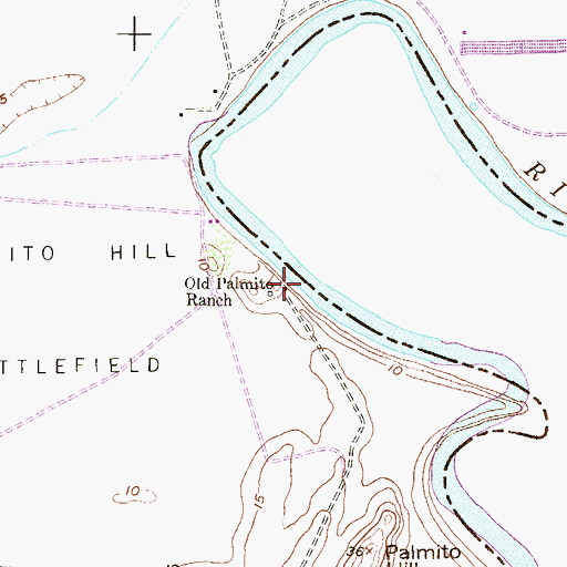 Topographic Map of Old Palmito Ranch, TX