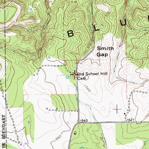 Topographic Map of Old School Hill Cemetery, TX