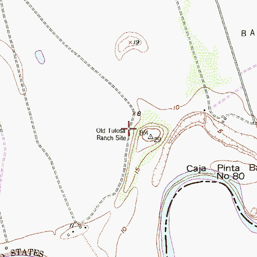 Topographic Map of Old Tulosa Ranch Site, TX