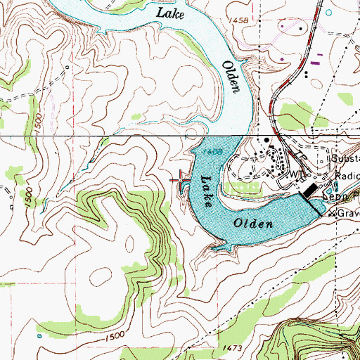 Topographic Map of Lake Olden, TX