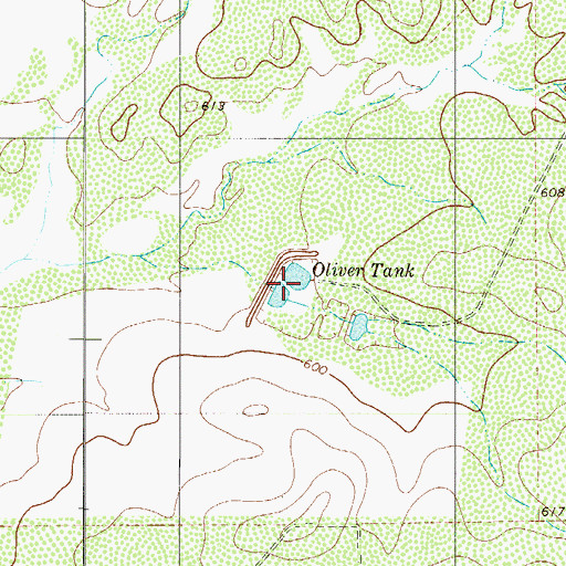 Topographic Map of Oliver Tank, TX