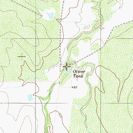 Topographic Map of Oliver Tank, TX
