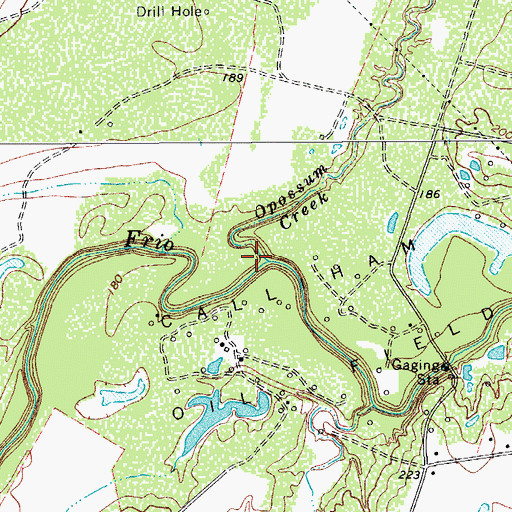 Topographic Map of Opossum Creek, TX