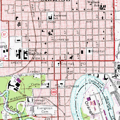Topographic Map of Orange, TX