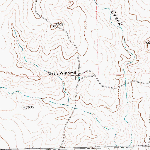 Topographic Map of Ortiz Windmill, TX