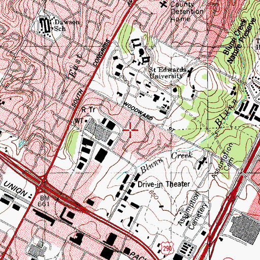 Topographic Map of Our Lady of Mount Carmel Hospital, TX
