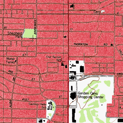 Topographic Map of Our Savior School, TX