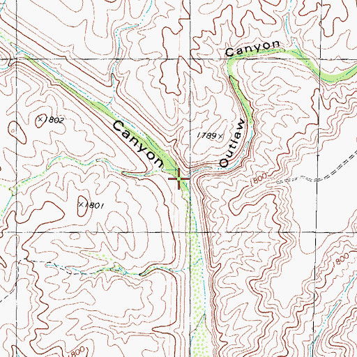 Topographic Map of Outlaw Canyon, TX