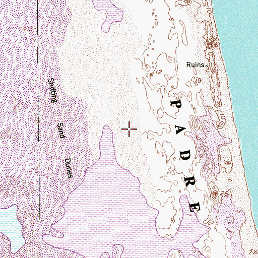 Topographic Map of Padre Island, TX
