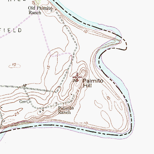 Topographic Map of Palmito Hill, TX